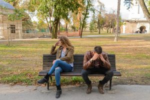 Unhappy couple in Vancouver experiencing marital issues and emotional disconnection.
